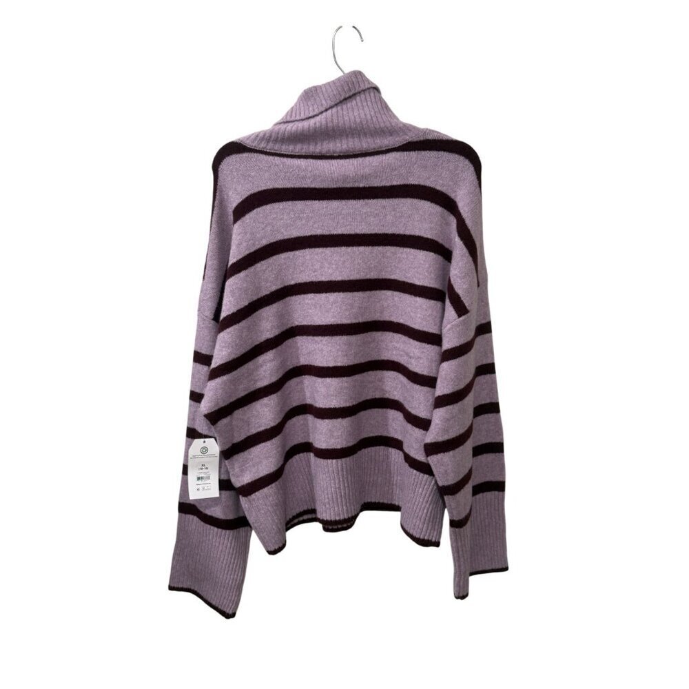 Striped Lavender & Burgundy Turtleneck Sweater XL T 16/18 ime & Tru NWT - Picture 5 of 5